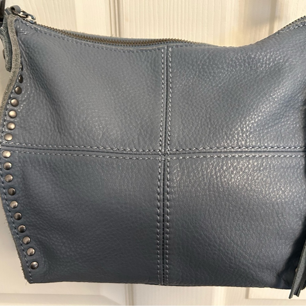 Vintage The Sak Silverlake Blue Crossbody Bag with Stud Accents 11”x10”.